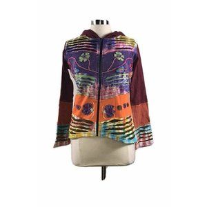 NWT Womens LUMBINI IMPORTS LONG SLEEVE Purple  JACKET HOODIE Boho SIZE M